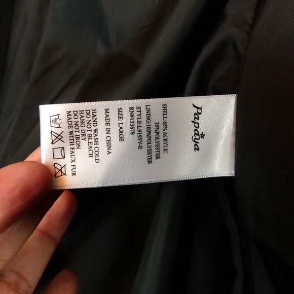 Papaya Faux Fur Vest Juniors L Black Front Hooks V-Neck Boho Rock Chic Mod Punk - Picture 11 of 12